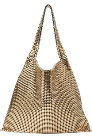 Paco rabanne Tassen, Dames, Geel, ONE Size, Schoudertassen met Metalen Handvat