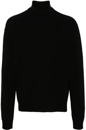 Rick Owens Truien, Heren, Zwart, 2Xl, Wol, Zwarte Gebreide Crew Neck Sweater
