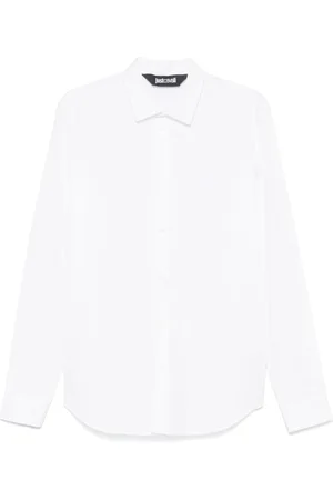 Roberto Cavalli Overhemden, Heren, Wit, S, Katoen, Wit Overhemd met Klassieke Kraag