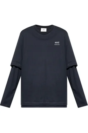 Ami Tops, Heren, Blauw, XS, Katoen, T-shirt met logo