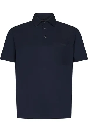HERNO Tops, Heren, Blauw, M, Nylon, Blauw Poloshirt met Nylon Details
