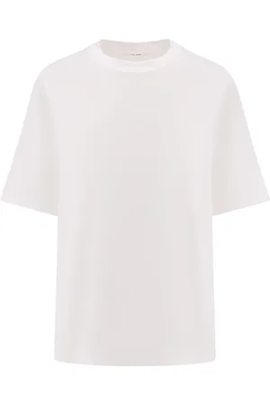 The Row Tops, Dames, Wit, S, Katoen, Geribbelde ronde hals korte mouw tee