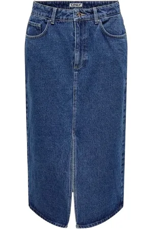 ONLY Rokken, Dames, Blauw, M, Katoen, Blauwe Katoenen Lange Rok