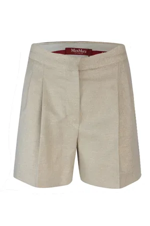 Max Mara Korte broeken, Dames, , M, Katoen, Hoge Taille Geplooide Broek