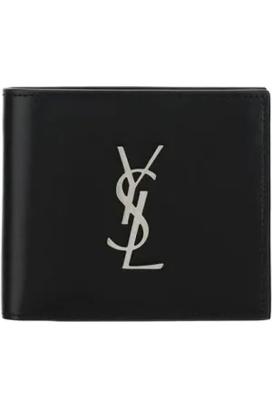 Saint Laurent Accessoires, Heren, Zwart, ONE Size, Zwart Leren Logo Portemonnee