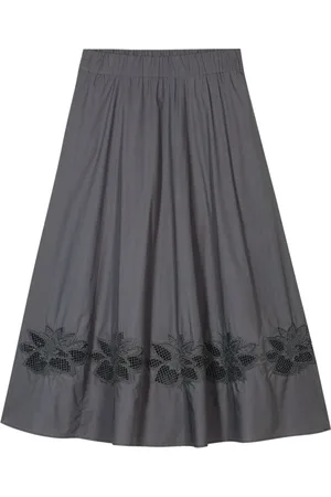 Luisa Cerano Rokken, Dames, Grijs, M, Katoen, Geborduurde A-lijn Rok