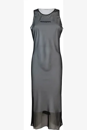Patrizia Pepe Kleedjes, Dames, Zwart, M, Chiffon, Zwarte Chiffon Mouwloze Jurk