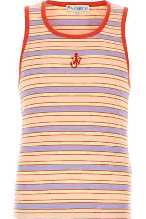 J.W.Anderson Tops, Heren, Veelkleurig, S, Katoen, Geborduurde stretch katoenen tanktop