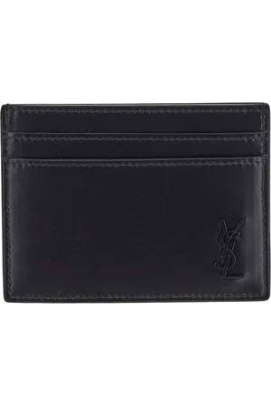 Saint Laurent Accessoires, Heren, Zwart, ONE Size, Leer, Leren Kaarthouder Portemonnee