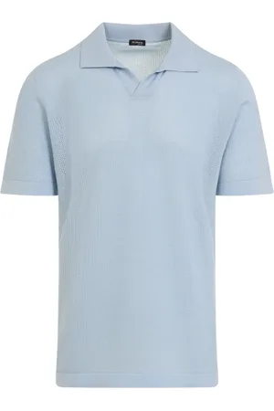 Kiton Tops, Heren, Blauw, L, Klassieke Polo Shirt voor Mannen