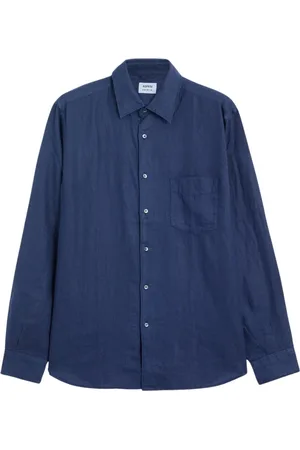 Aspesi Overhemden, Heren, Blauw, 2Xl, Linnen, Linnen overhemd met zak