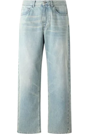 Roberto Cavalli Jeans, Heren, Blauw, W34, Denim, Sandgestraalde Denim Jeans