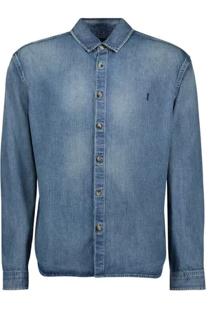 Saint Laurent Overhemden, Heren, Blauw, M, Denim, Denim Cassandre Shirt Lente-Zomer 2025