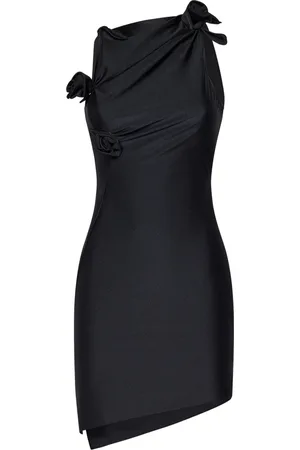 COPERNI Kleedjes, Dames, Zwart, S, Zwarte Asymmetrische Bloemenjurk
