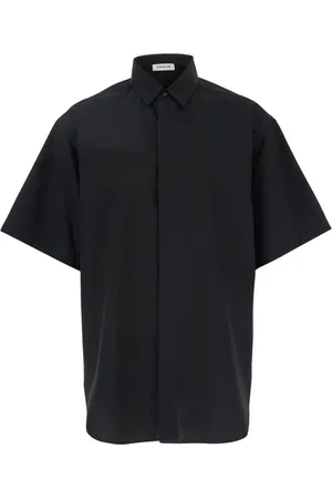 FEAR OF GOD Overhemden, Heren, Zwart, S, Katoen, Zwarte Oxford Overhemd Korte Mouw