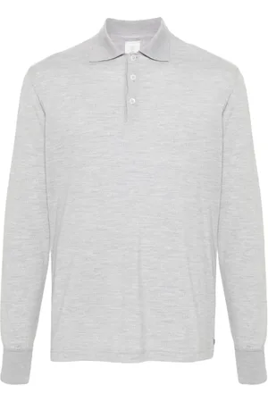 ELEVENTY Tops, Heren, Grijs, 3Xl, Wol, Casual Lange Mouw Polo Shirt in Grijs