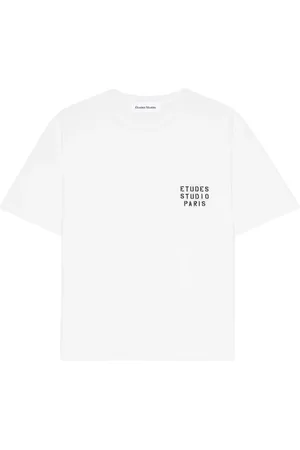 Etudes Tops, Heren, Wit, M, Katoen, Zak T-shirt in wit katoen