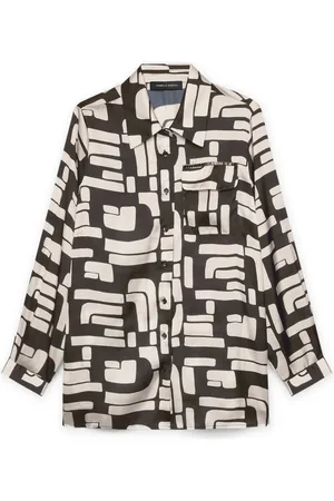 Fiorella rubino Blouses & Shirts, Dames, Zwart, 4Xl, Polyester, Shirt met zwart-witte print