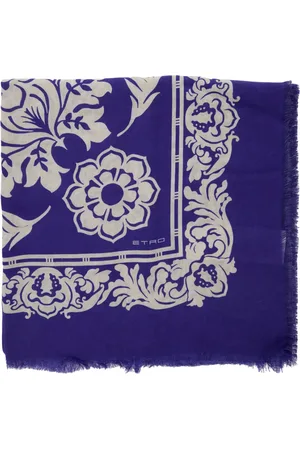 Etro Accessoires, Dames, Blauw, ONE Size, Katoen, Gedrukte Zijden Sjaal