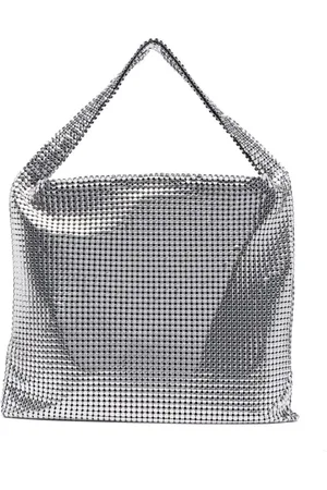 Paco rabanne Tassen, Dames, Grijs, ONE Size, Zilveren Pixel Tote Tas