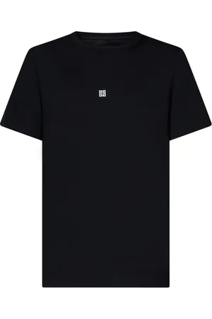Givenchy Tops, Heren, Zwart, L, Katoen, Zwart Crewneck Logo T-shirt