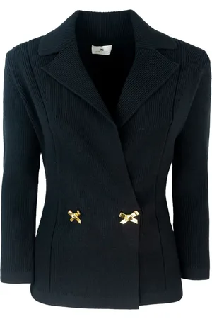 Elisabetta Franchi Truien, Dames, Zwart, S, Polyester, Metalen Detail Knoop Sweatshirt