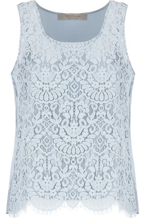 D.EXTERIOR Tops, Dames, Blauw, S, Lichtblauwe Kant Mouwloze Top