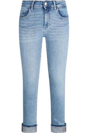 Liu Jo Jeans, Dames, Blauw, W31, Katoen, Skinny Jeans met Omslag