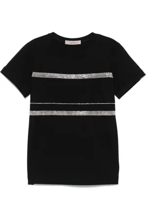 D.EXTERIOR Tops, Heren, Zwart, S, Katoen, Zwart Ronde Hals T-shirt met Monili-detail