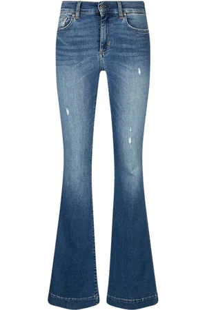 Liu Jo Jeans, Dames, Blauw, W30, Katoen, Blauwe flare jeans met strass