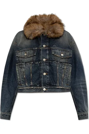 Balenciaga Jassen, Dames, Blauw, XS, Katoen, Spijkerjack met vintage-effect