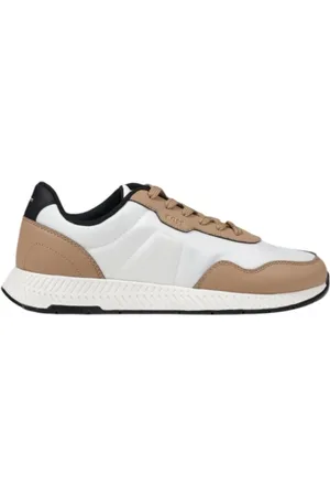 HUGO BOSS Schoenen, Heren, Wit, 44 EU, Polyester, Witte Veters Rubberen Zool Sneakers
