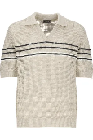 PESERICO SIGN Tops, Heren, , S, Katoen, Gebreid Poloshirt met V-Hals