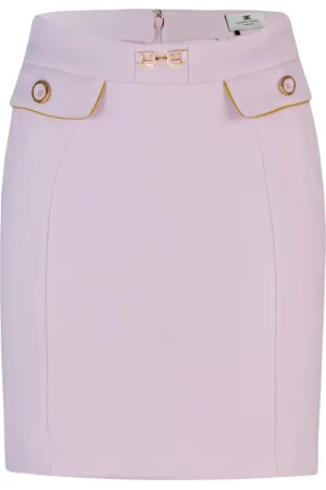 Elisabetta Franchi Rokken, Dames, Roze, M, Polyester, Roze Rok Slim Fit Logo Detail