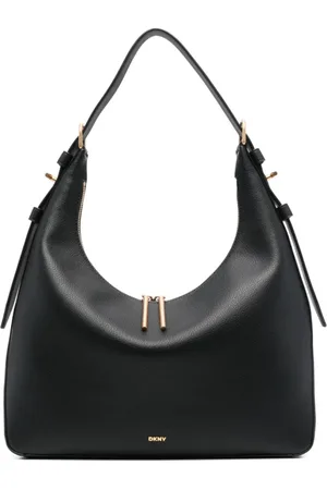 DKNY Tassen, Dames, Zwart, ONE Size, Leer, Zwarte Leren Casual Schoudertas