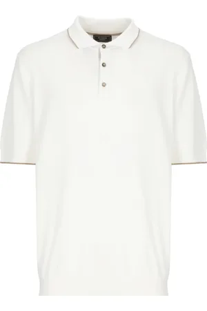 PESERICO SIGN Tops, Heren, Wit, XL, Katoen, Witte Katoenen Poloshirt met Kraag