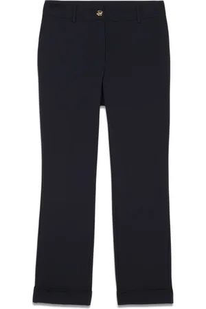 Oltre Broeken, Dames, Blauw, L, Polyester, Normale broek gemaakt van scuba crêpe stof