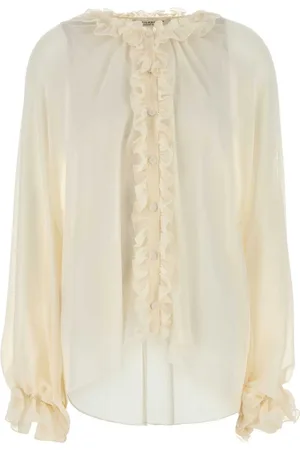 Serafini Blouses & Shirts, Dames, , M, Ivoor Georgette Shirt voor Vrouwen