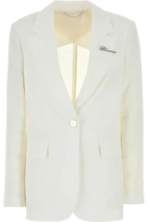 BLUMARINE Jassen, Dames, Wit, 2Xs, Witte Gabardine Blazer voor Vrouwen