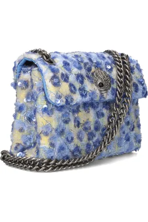 Kurt Geiger Tassen, Dames, Blauw, ONE Size, Leer, Blauwe Sequins Mini Kensington Schoudertas