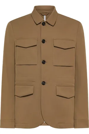 Peuterey Jassen, Heren, Bruin, M, Polyester, Bruine Polyester Twill Jas Waterafstotend