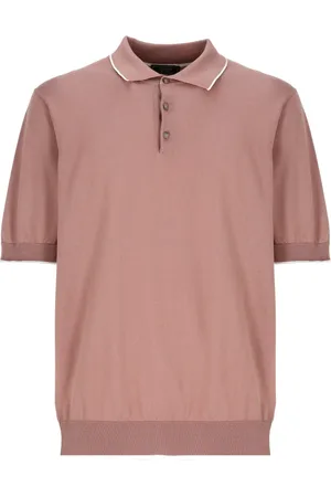 PESERICO SIGN Tops, Heren, Roze, M, Katoen, Roze Katoenen Poloshirt met Kraag