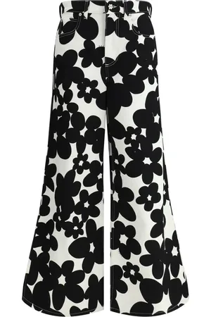 Marni Broeken, Dames, Veelkleurig, S, Wijde Broek met Groot-Bloemenpatroon