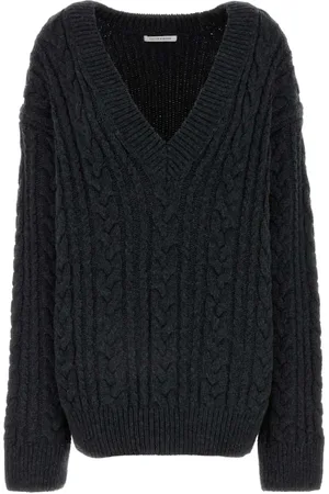 Cecilie Bahnsen Truien, Dames, Grijs, M, Wol, Oversize Alia Sweater in houtskoolwol