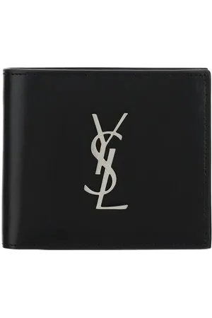 Saint Laurent Accessoires, Heren, Zwart, ONE Size, Leer, Reliëf Monogram Kalfsleren Portemonnee