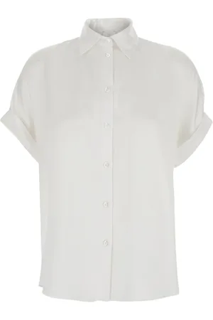 ELEVENTY Blouses & Shirts, Dames, Wit, M, Zijden Wit Overhemd Klassieke Kraag