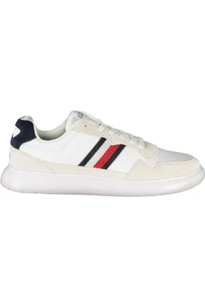 Tommy Hilfiger Schoenen, Heren, Wit, 41 EU, Witte Leren Sneaker met Geborduurd Logo