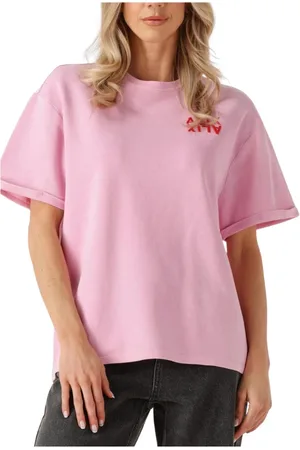 Alix the label Tops, Dames, Roze, M, Denim, Roze Gebreide Alix Shirt voor Vrouwen