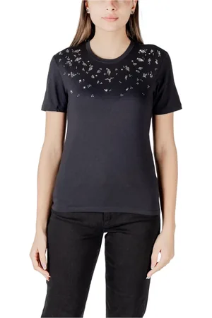 ONLY Tops, Dames, Zwart, M, Katoen, Sprankelend Rhinestone T-shirt