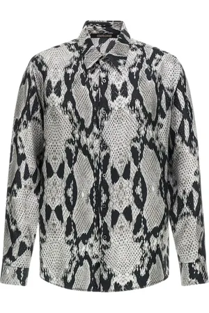 Roberto Cavalli Overhemden, Heren, Zwart, M, Zwarte Bedrukte Shirt Gemaakt in Italië